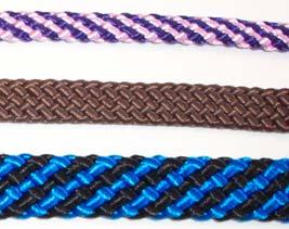 firm braided cord with a 16 strand cover economy grade, not as smooth as the above product Sizes: 1/4 and 5/16 Colors: 28 + and patterns Aka: knotted halter