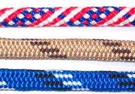 16 STRAND Sizes: 1/8, 3/16, 1/4 Colors: 28+ and patterns Aka: Lacing cord, parachute cord Type: MAY DOUBLE BRAIDED NYLON YACHT ROPE 16 to 24 Strand braided cover
