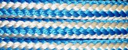 braided polyester cover over a braided nylon core. White is the economy priced color.