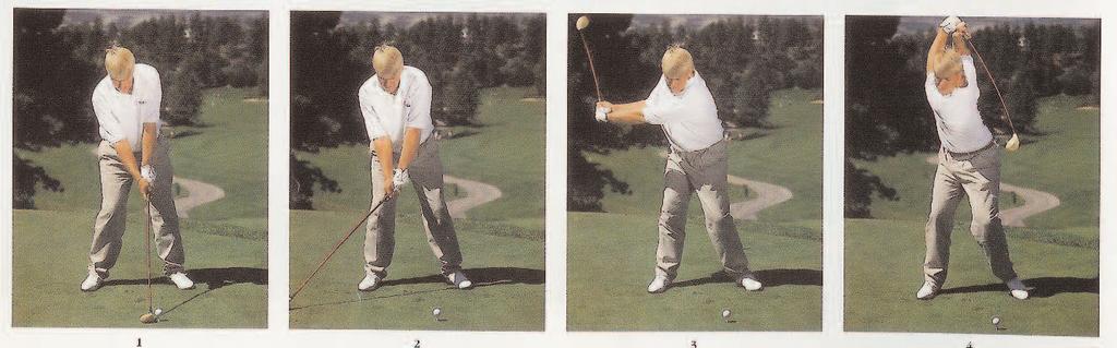 then make a weight shift. Bump into your back hip on the backswing to create a weight shift. Modern Golf Swing Principal #2 The only lateral motion is the head. The lower body merely rotates.
