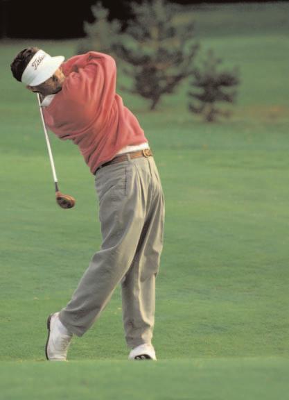 Here is a photo of the post modern swing in a finsh position. Notice how the head is hanging back and the legs are driving forward. This particular finish is know to put undue stress on the back.