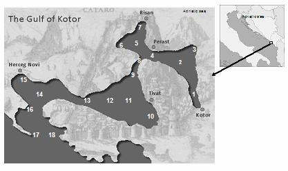 Mandić, M. et al. Figure 1: Geographical position of Montenegro and Boka Kotorska Bay (Investigated stations 1-18) Adult samples were collected by purse seine nets from commercial catches.