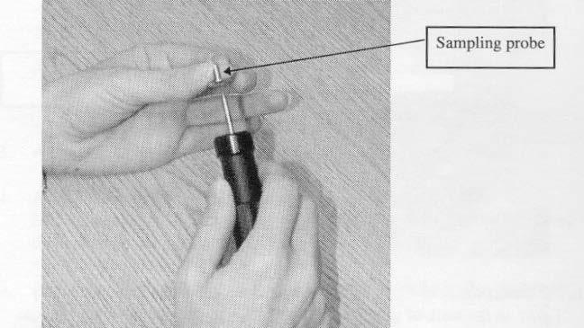 Installing the Probe 1. Select your test subject and the mask you wish to test. 2. Slide the sampling probe onto the piercing tool.