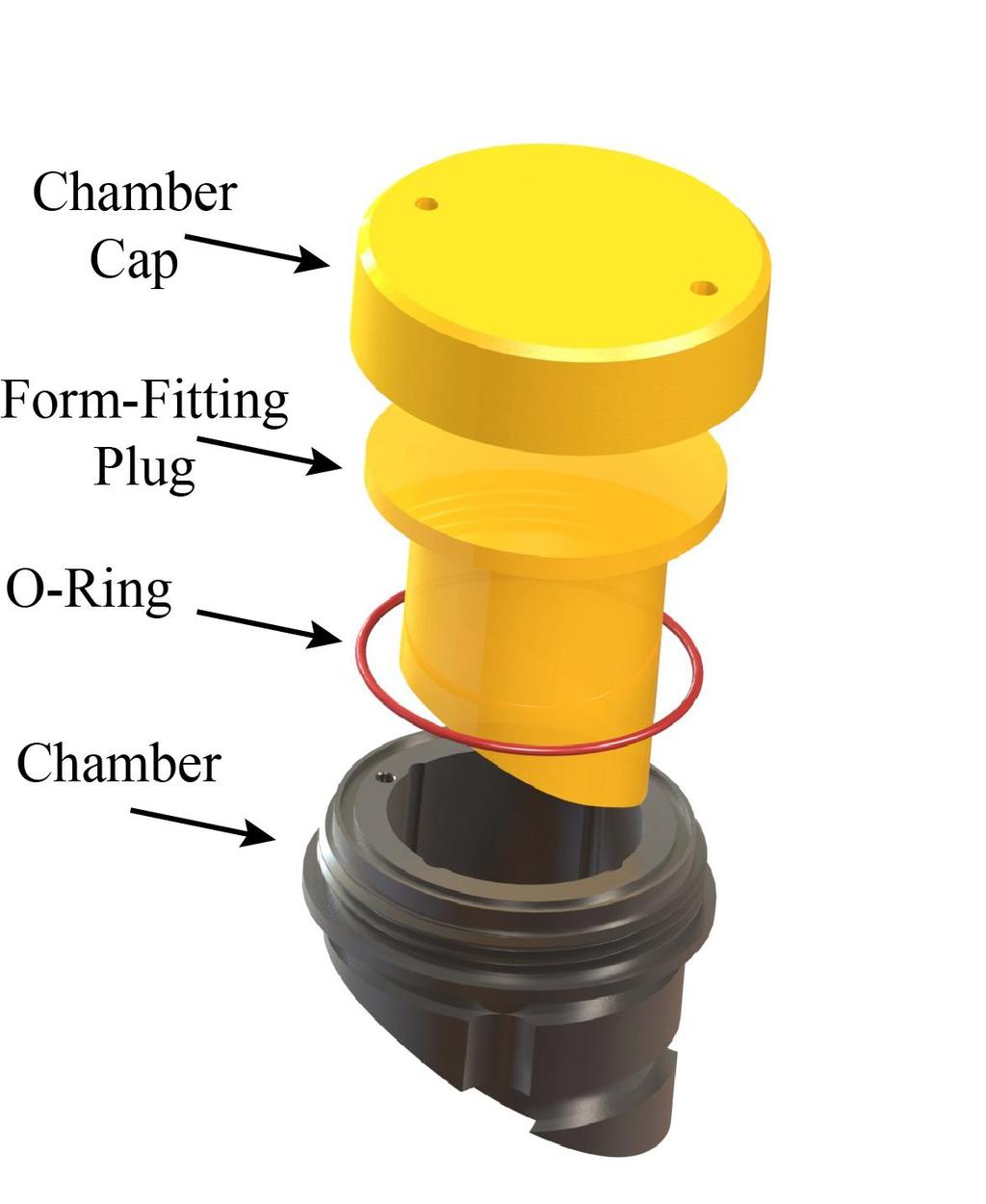 Form-Fitting Chamber System Figure 1. Exploded view of the form-fitting recording chamber system. The form-fitting chamber (Fig.1) provides hermetically sealed access to the brain.