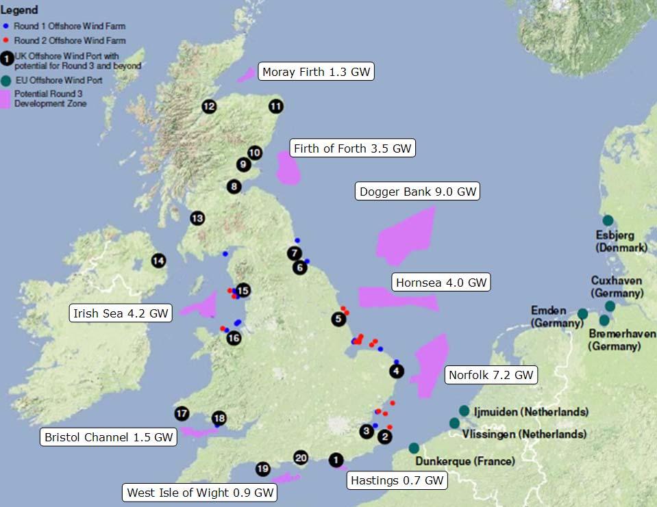 4. Future access systems and practices 4.1. Wind farm locations This competition focuses principally on UK Round 3 sites, depicted in Figure 2.