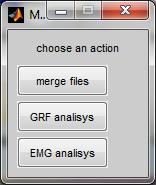 Figure 27 - Menu The program allows us to choose between EMG/GRF analysis and data fusion.