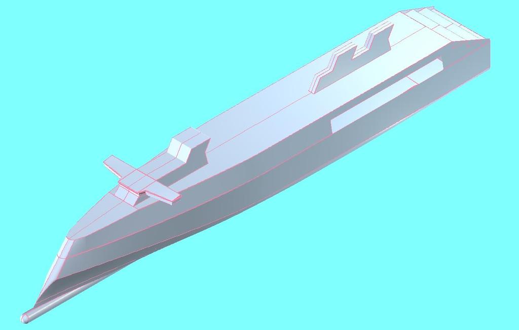 Fig.14: Artistic view and preliminary body plan of the ROPAX 2000 high-speed ferry.