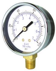 Steel Case Economy Gauges Dry Steel Cased Pressure Gauge 1.5, 2.0, 2.5 and 3.5 Overview These gauges are designed for use with gas, oil and water or any media not corrosive to brass or bronze.