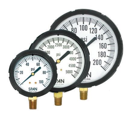 Brass Socket Gauges Liquid Filled Industrial Gauges Overview SPAN gauges are designed for rugged service applications where brass & copper materials are compatible with the media being used.