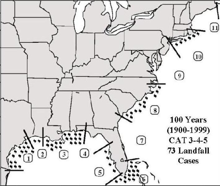 Figure 4. Probability of hurricane tracks from June to November (figures from NOAA (no date)). Figure 5. U.S.