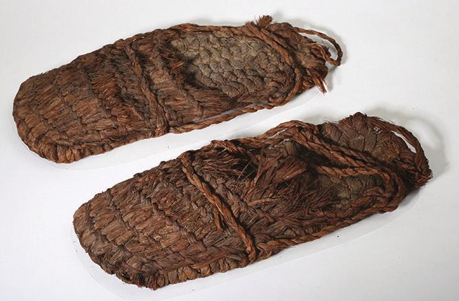FIGURE 1. First documented footwear, made of sagebrush bark, found in the Fort Rock caves in Oregon. These shoes date back 10 000 years.