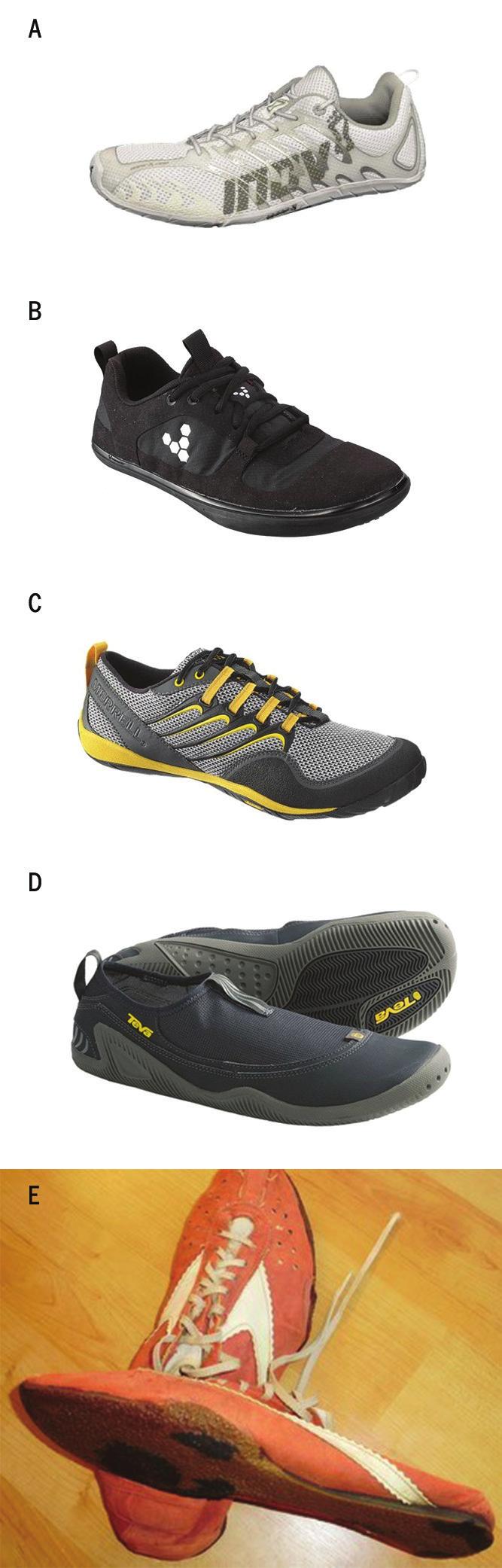 running shoes, such as Inov-8, VIVO- BAREFOOT (FIGURES 7A and 7B), and Altra.