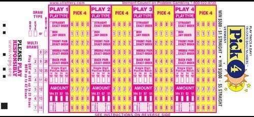 *Example of a Pick 4 Ticket commonly used. How to fill out the play slip: 1.
