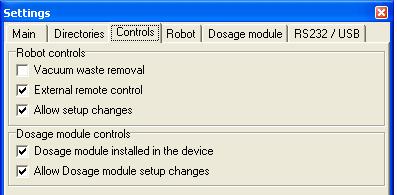 Controls All hardware components present are specified on the Controls tab,.