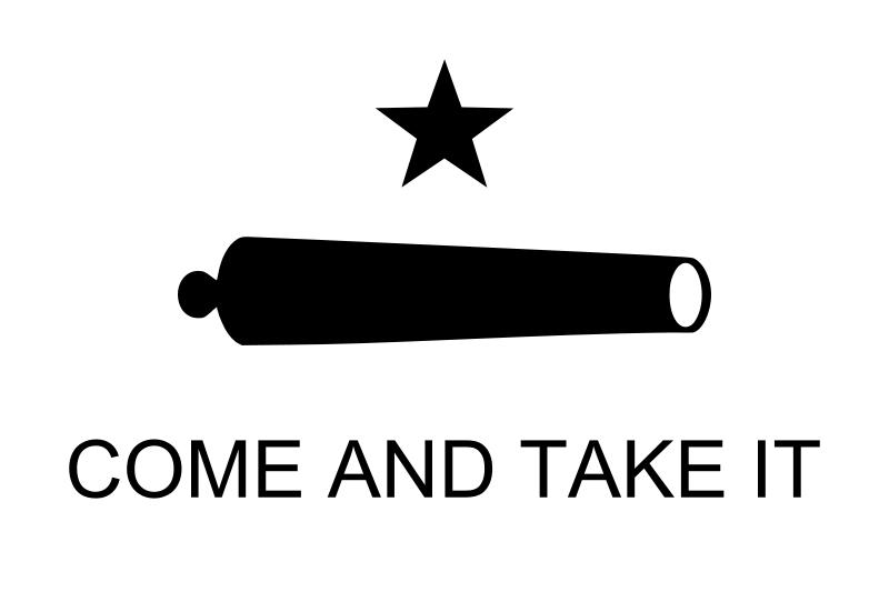 Over the cannon, the Texans in Gonzales had defiantly hung a flag that read Come and Take It. The Battle of Gonzales was fought on October 2, 1835.