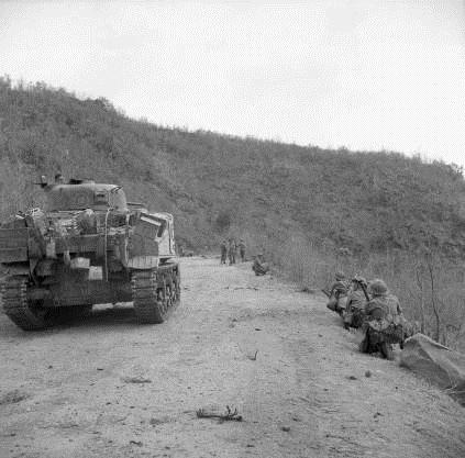 Left: A Lee of C Squadron, 3rd Carabiniers, near Mount Popa in 1945.