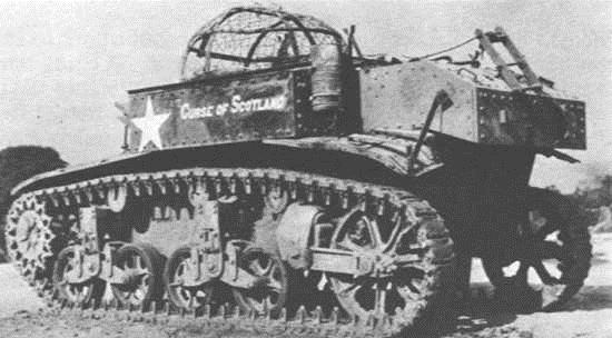 Above: A Stuart I Jalopy of the Indian 7th Cavalry, named Curse of Scotland, photographed in 1945.