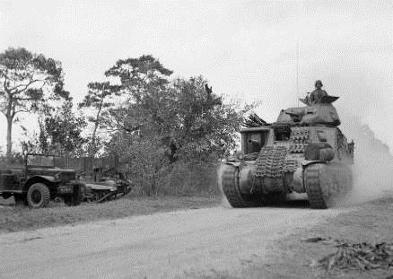 Left: A Grant Mk I of 50th Indian Tank Brigade on Ramree island in 1945.