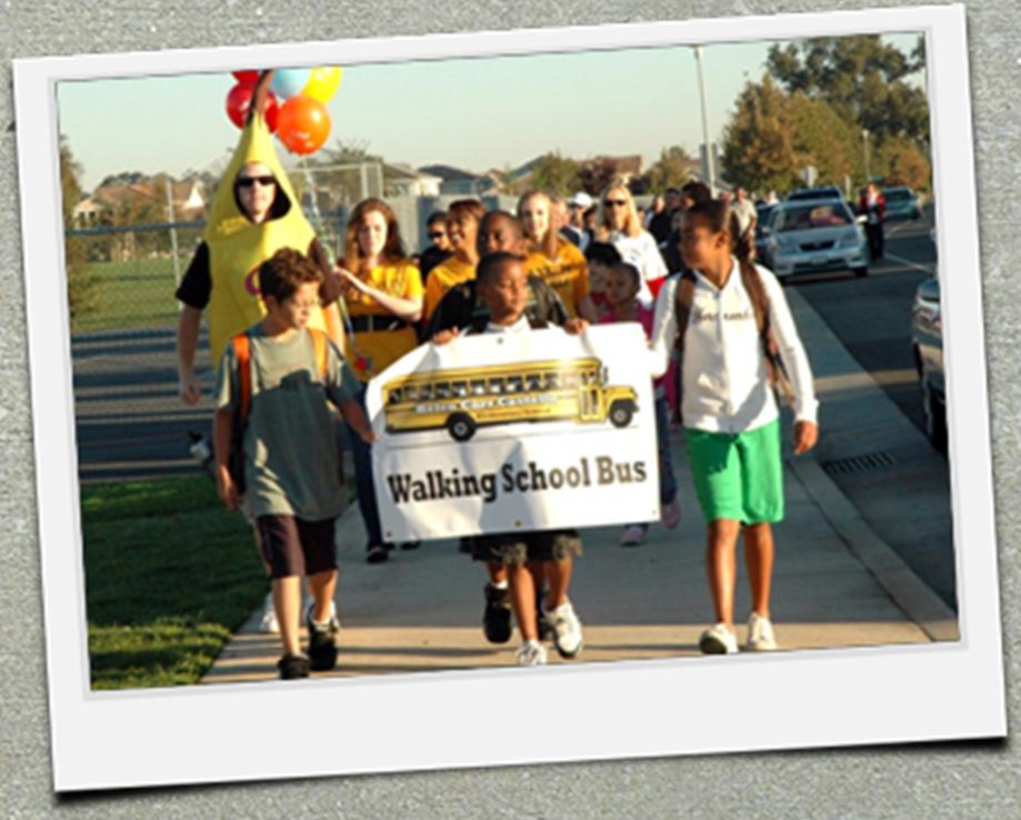 Walk to School Day Staging areas are established for students who live outside of safe walking distances.