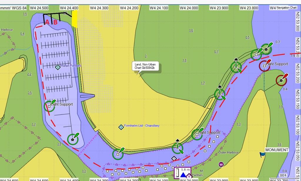 Berthing in Pwllheli Competitors are asked to proceed to the new academy pontoons to the north of the marina. As shown on the following chartlet and berth in the A & B bays.