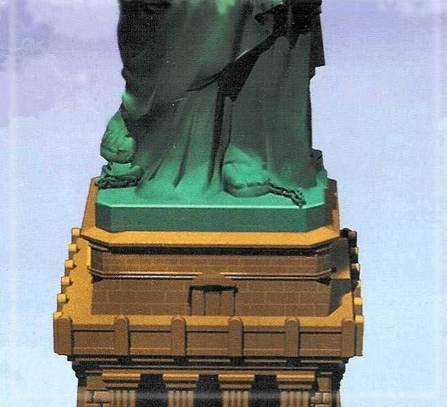 In this model of the Statue, her broken Chains can be more easily seen.