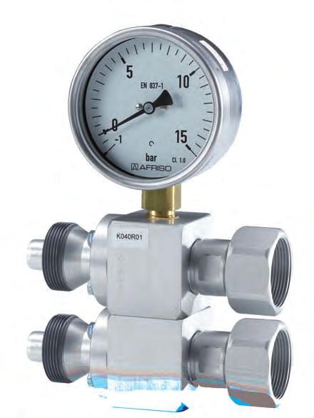 K040R01 Gauge Tee piece For pressure control of gas Indication range: -1 to 15 bar This gauge is provided as connection between