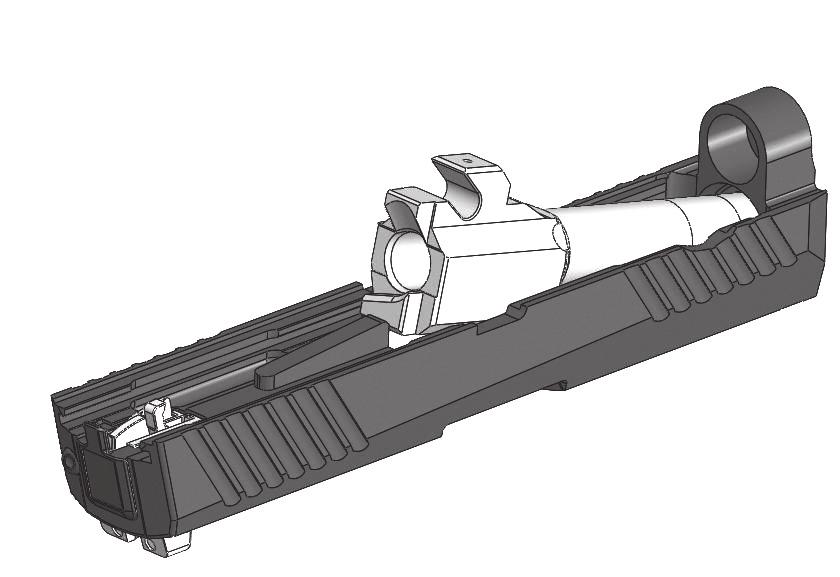 8.4 Pistol Assembly 1. Verify the pistol is clear of all foreign matter. 2. Insert the barrel into the slide. Step 2 W WARNING The recoil spring and guide are under spring tension.