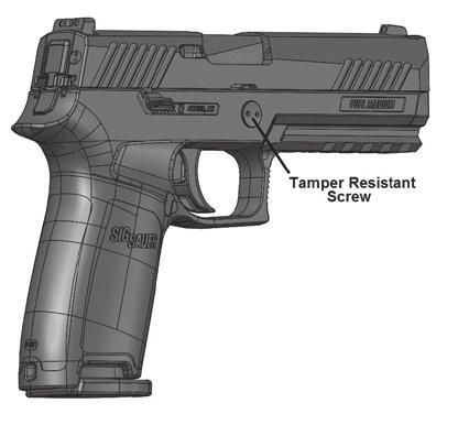 9.3 Changing the Grip Module 9.3.1 Disassembly If your P320 is fitted with a Tamper Resistant Takedown Lever, removing the grip module is not authorized.