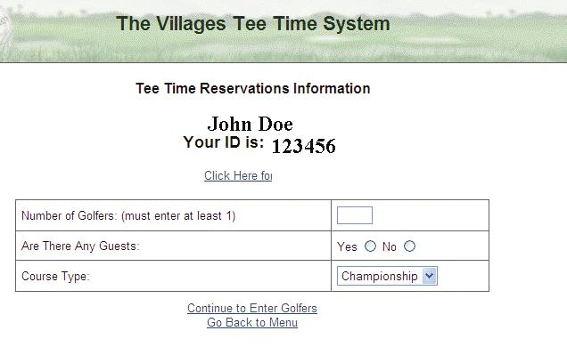 This information is used to determine the courses you may select from, and opens up the ability to indicate which player is a guest. Course Type: Select either Championship or Executive.