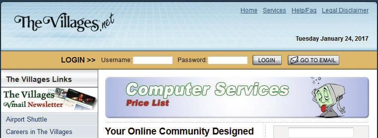 LOG ON TO WWW.THEVILLAGES.NET User Name Password Type in the User Login and Password you wrote down on your application. Remember, the password is Case Sensitive.