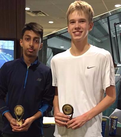 Congratulations to Michael Pawlowicz! Selection # 2 Boys U16 Champion. He defeated Neil Khandhai (pictured here on the left) 4-6, 7-5, 7-6 at White Oaks.
