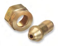 Five different types of nut/nipple combinations are available: Brass nut and nipple Stainless steel nut and nipple Nut and nipple with check valve Nut and nipple recessed for tubing Hand tight nut