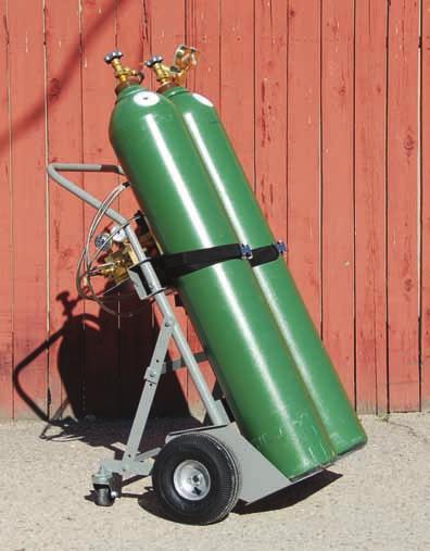 Retractable caster wheels makes this handcart inexpensive to ship, store and provides stable handling and security for boosters and regulator systems.