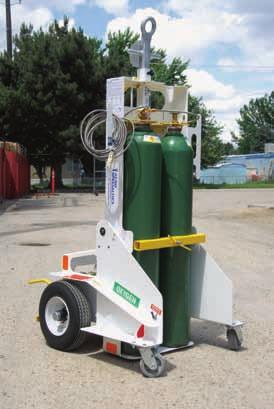 Pneumatic tires and front swivel casters (casters do not contact ground while towing) allow for easy maneuverability by hand as well as providing superior stability while towing.