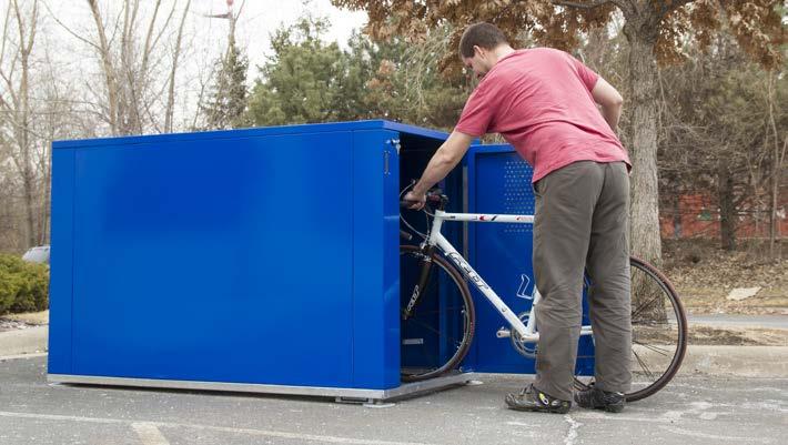 locker allows the option to store two bikes with doors at