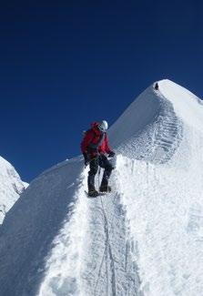 Helmets are essential whilst on the ropes, especially if there is a climber above you, as small pieces of snow and ice can get dislodged and/or kicked down, without the climber above even realising
