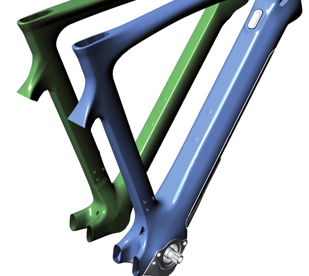 1. PINARELLO NYTRO BIKE CONCEPT In these pictures is visible a comparison between the new Nytro frame (light blue) and a traditional road bike (green).