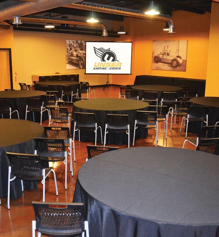 03 Meet Banquet Room Audio/Visual package included 3/4 length black linens included Seating for up to 90 guests - banquet style or meeting style Auditorium style seating (no table) for up to 130