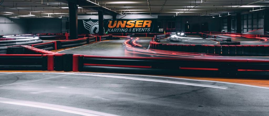 Full ventilation system to recycle fresh air Complete safety light system Average lap times of 30 seconds Advanced safety barrier system Up to 10 karts at a time on the track Live time displays &