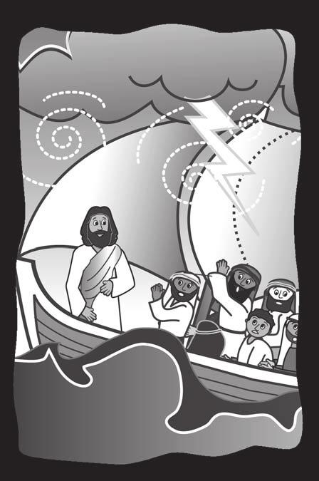Be Still (Based on Matthew 8:23-27; Mark 4:35-41.) One evening Jesus and the disciples decided to cross the sea in a boat.