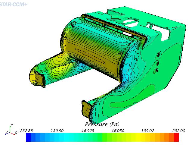 3. Results and Discussion 3.1 Simulation Results Figure 5 shows the pressure distribution around the simulated model.