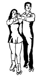 Open or Foxtrot Position: Hand and arm positions are similar to those of closed position, but the partners turn