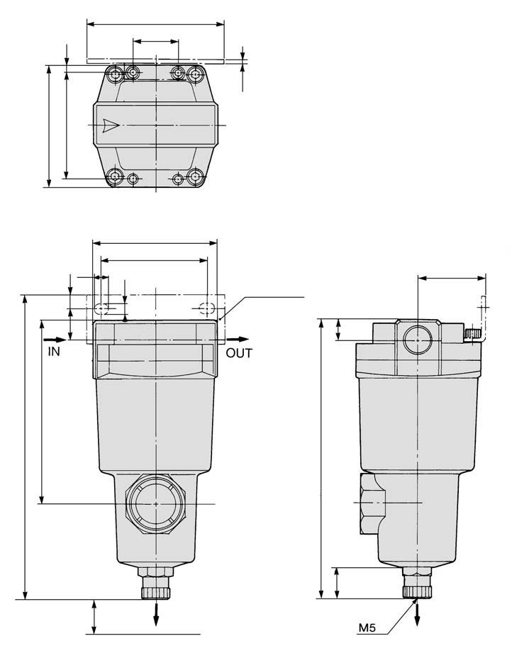 Micro Mist Separator with Pre-filter Series AMH Dimensions AMH650 180 76 Auto drain D: With auto drain (N.O.) 4.