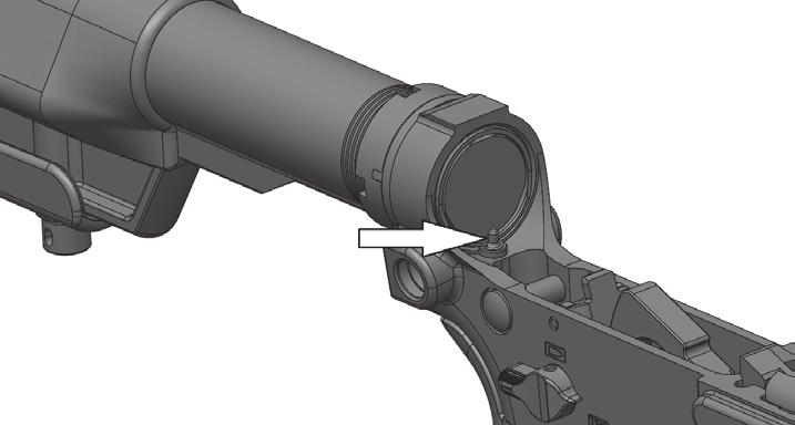 Push the recoil buffer back into the receiver extension until the buffer retaining