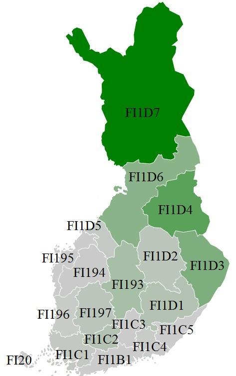 Results and discussion Descriptive analyses As most of the results are presented at the regional level, Table 1 includes informative map of Finland presenting the region at the NUTS3 level and the