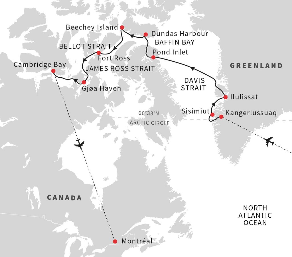 Sail into the fabled Northwest Passage Discover the Illuissat Icefjord, a UNESCO World Heritage Site Explore Gjøahavn, where the Amundsen expedition spent two years and several members of the