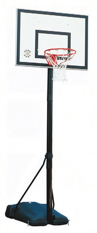 This goal can be used indoors or outdoors, has a strong acrylic backboard 4 x 7 (60cm x 4cm) and 8 steel ring (45cm) with nylon net. The pole easily adjusts between 4 and 8 (.m and.
