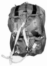 CAUTION Be sure the bag retaining tie does not pass through the bridle loop of the top parachute. 3 9 0 5 4 9 Use a 03-inch length of -inch tubular nylon webbing for the bag retaining tie.