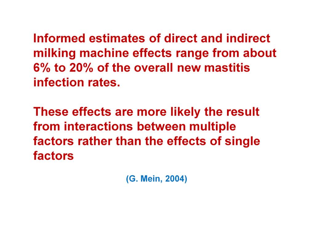 Milking machines can and sometimes do play a role in new mastitis cases; but more