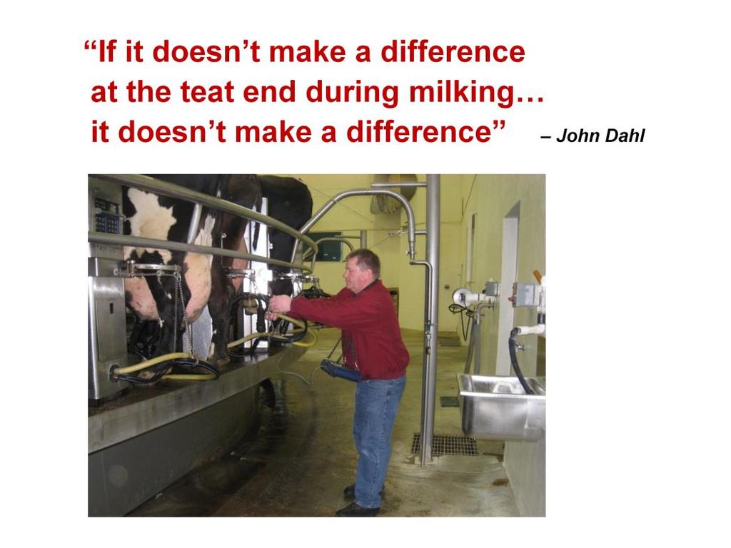 The guidelines for milking system settings should be governed by what the cow is exposed